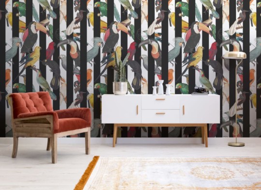 Hovia AN5018MU03W Bliss - mural w papugi i pasy