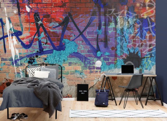 Hovia GR0024MU30W Grunge - mural w graffiti na ceglanej ścianie