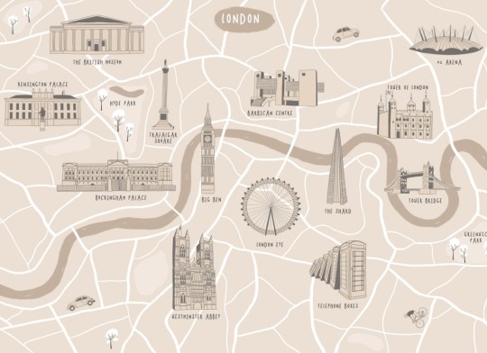 Hovia WM0042NE05W Wander London - mural w mapę Londynu