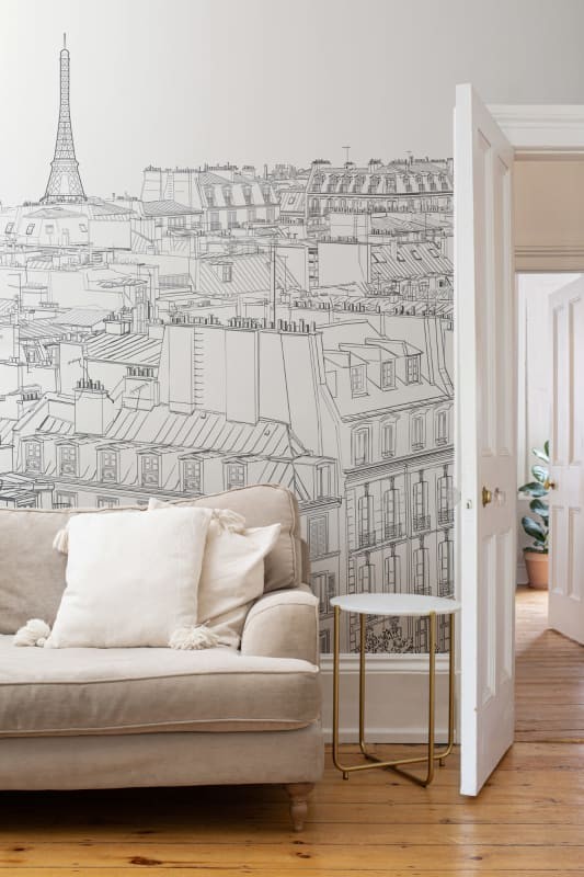 Hovia CI0061BW30W Paris Rooftop - mural w ilustracje dachów paryskich