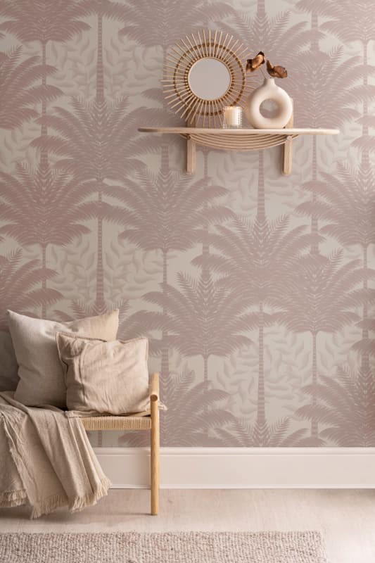 Hovia TR5063PI04W Myrtle Pink - mural w palmy