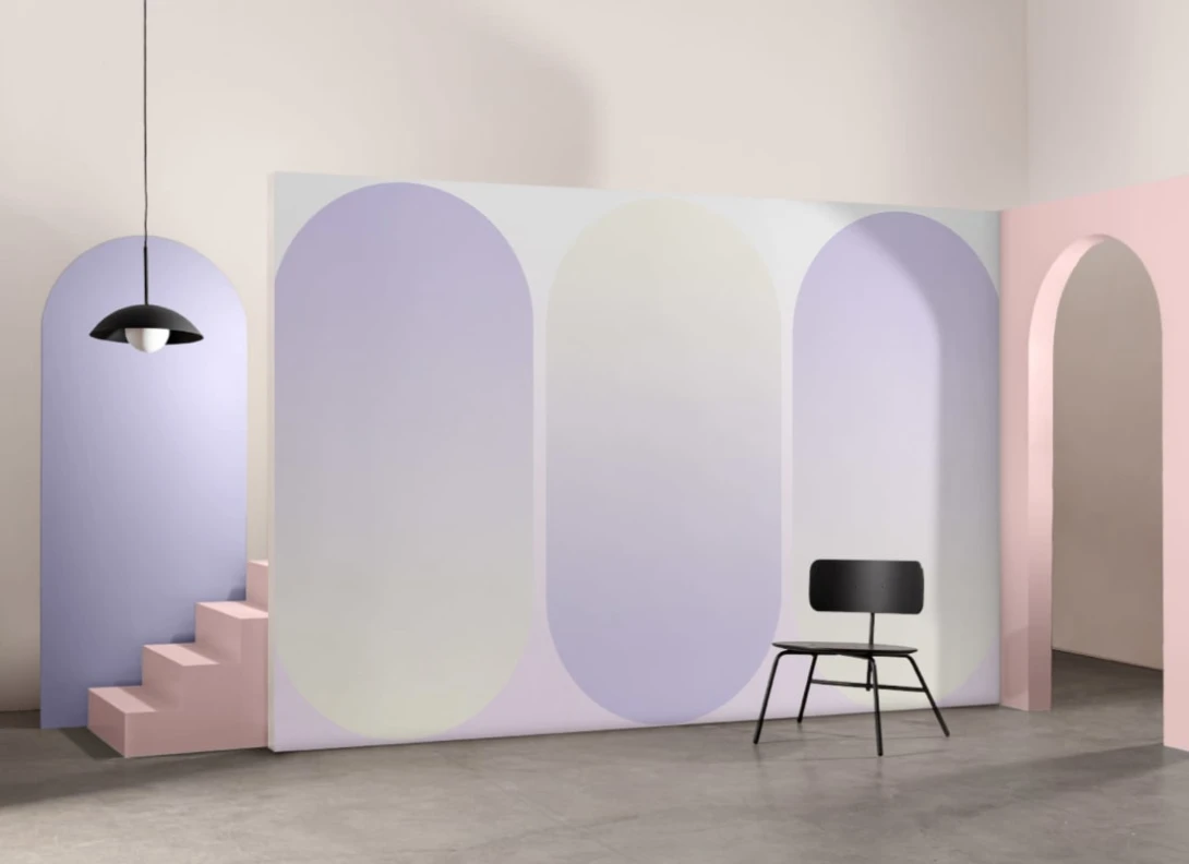 Hovia OM0049PU04W Courreges Lilac - mural w geometryczny wzór ombre