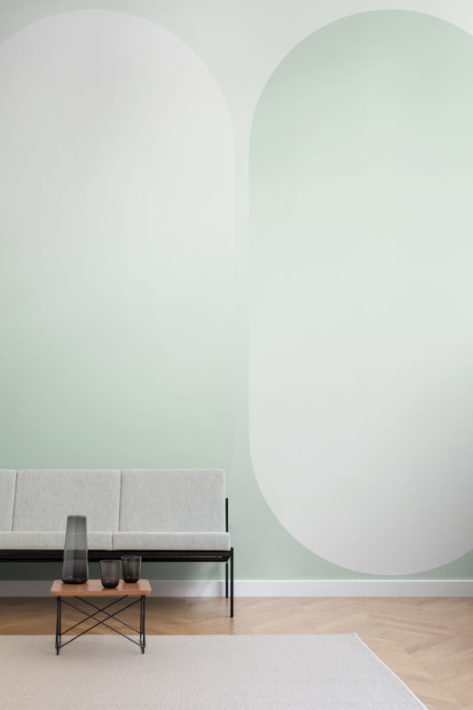 Hovia OM0050GR04W Courreges Green - mural w geometryczny wzór ombre