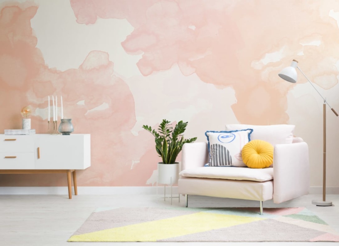 Hovia WA0082OR06W Inkheart Peach - mural w abstrakcyjny wzór