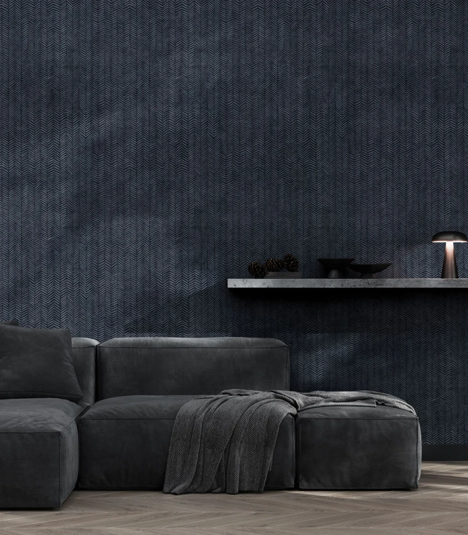 Wallcolors TAP-9183 2025 Herringbone Blue - mural w geometryczny wzór jodełki