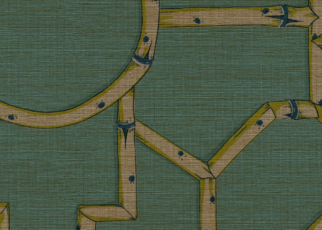 J&V 26016 Scalamandre Baldwin Bamboo - tapeta z ażurową konstrukcją