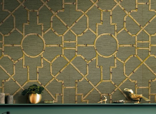 J&V 26016 Scalamandre Baldwin Bamboo - tapeta z ażurową konstrukcją