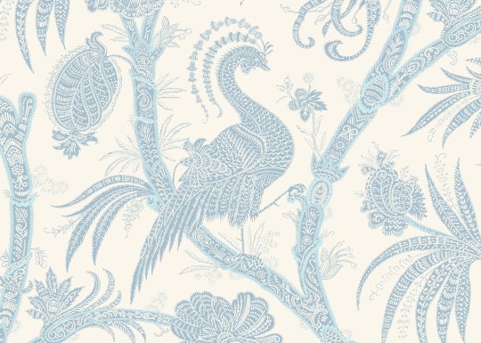 J&V 26041 Scalamandre Balinese Peacock - tapeta roślinna w orientalnym stylu