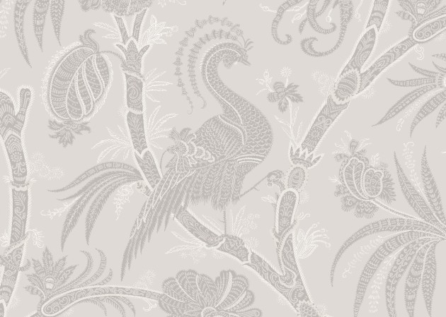 J&V 26044 Scalamandre Balinese Peacock - tapeta roślinna w orientalnym stylu