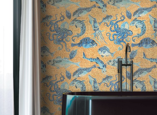 J&V 26051 Scalamandre Mikonos - tapeta w ryby