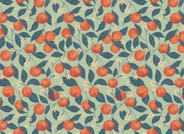 Hovia FR5492GR07W Citrus Green - mural w pomarańcze