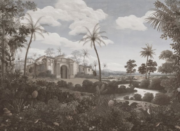 Hovia TR0411NE04W Olinda Neutral - mural w egzotyczny krajobraz ze świątynią