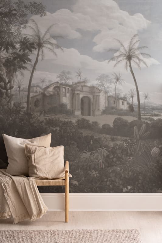 Hovia TR0411NE04W Olinda Neutral - mural w egzotyczny krajobraz ze świątynią