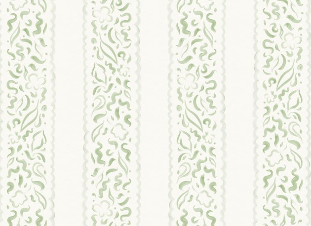 Hovia ST5300GR06W Lacey Green - mural w liście i paski