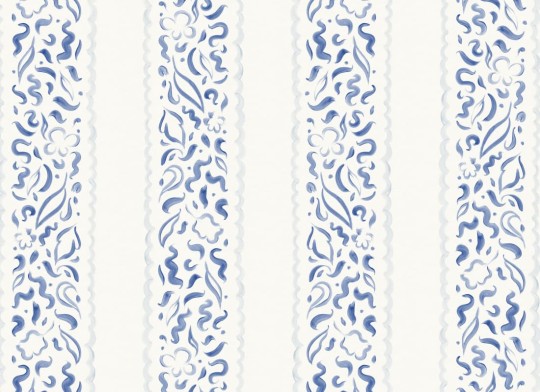 Hovia ST5301BU06W Lacey Blue - mural w liście i paski