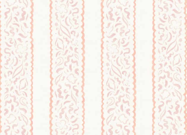 Hovia ST5303PI06W Lacey Pink - mural w liście i paski