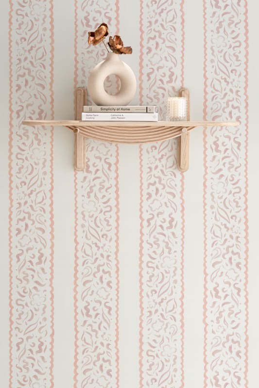 Hovia ST5303PI06W Lacey Pink - mural w liście i paski