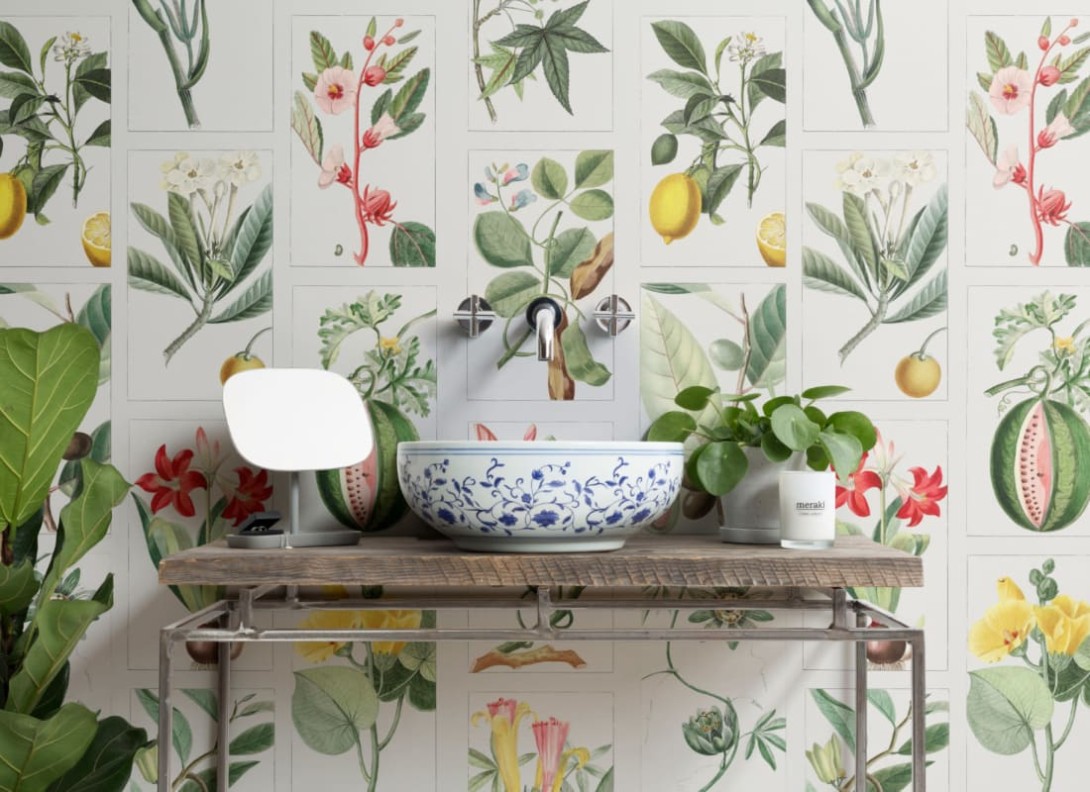 Hovia BT5009GR03W Matchbox - mural w owoce i kwiaty