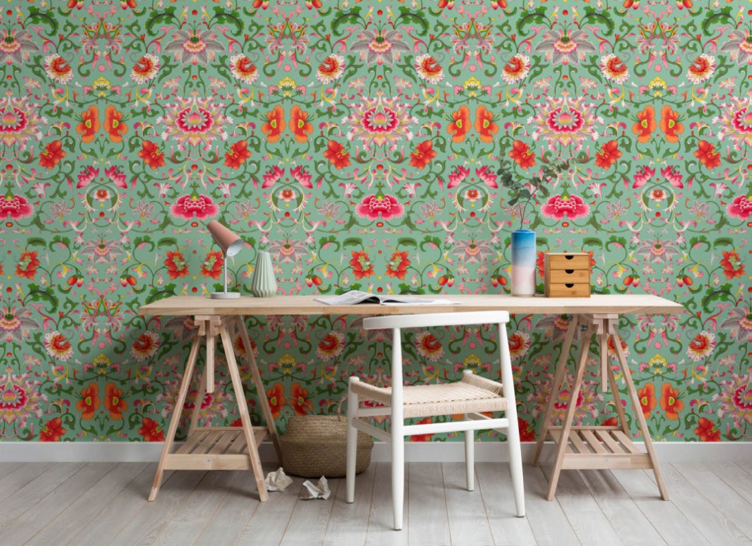 Hovia FL5073MU04W Daoguang Green - mural w chińskie ornamenty
