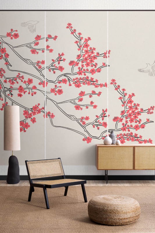 Hovia FL0089NE02W Byobu - mural w japońskie drzewa wiśniowe
