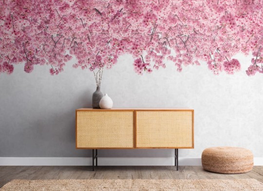 Hovia FL0102PI05W Hanami Pink - mural w kwitnące wiśnie