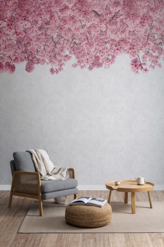 Hovia FL0102PI05W Hanami Pink - mural w kwitnące wiśnie
