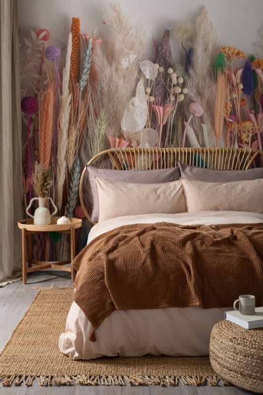 Hovia FL0124PA05W Indie - mural w suszone kwiaty i zboża