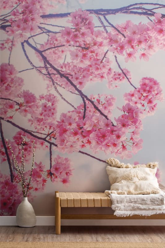 Hovia FL0010PI02W Okayama - mural w kwitnące wiśnie