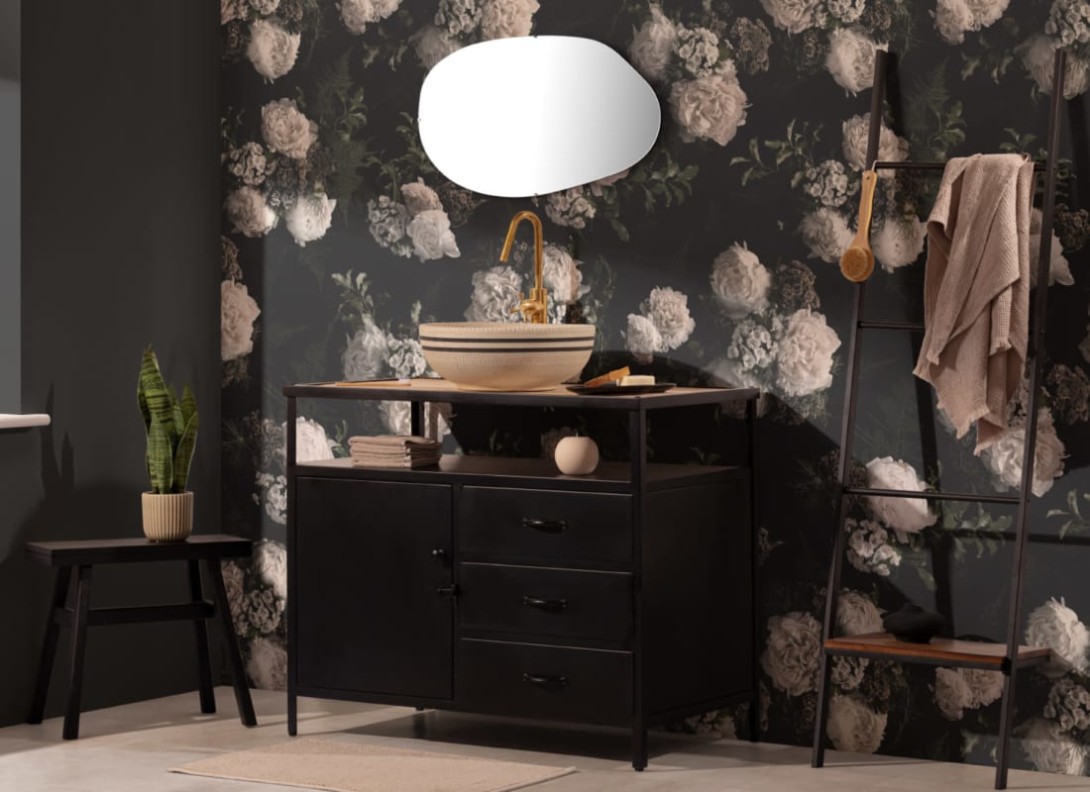 Hovia FL5017BW04W Evelyn Black & White - mural w realistyczne kwiaty