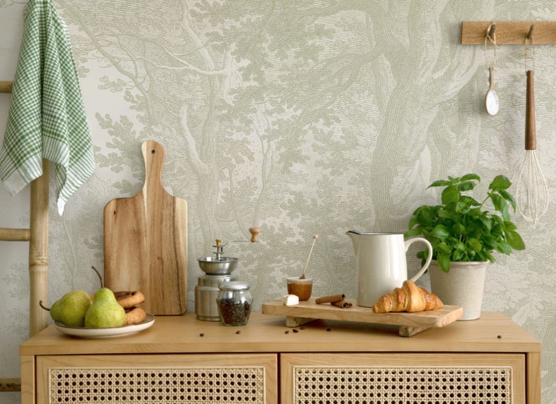 Hovia FO0108GR06W Burnham Sage - mural w leśny krajobraz