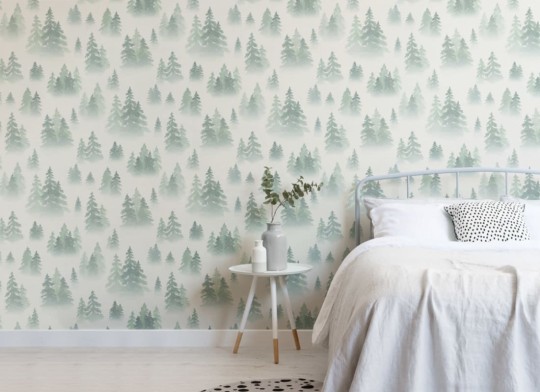 Hovia FO5002GR04W Tiveden Green - mural w zamglony las