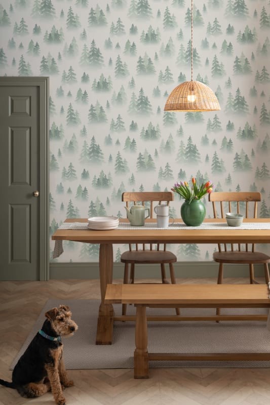 Hovia FO5002GR04W Tiveden Green - mural w zamglony las