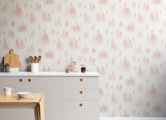 Hovia FO5003PI04W Tiveden Pink - mural w zamglony las