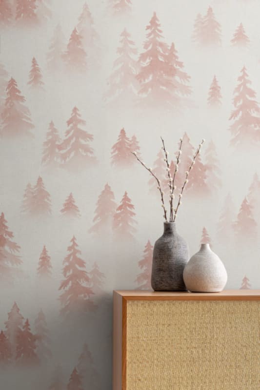 Hovia FO5003PI04W Tiveden Pink - mural w zamglony las