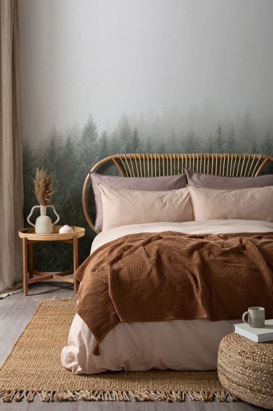 Hovia FO0023GR01W Crisp Pines - mural w zamglony las