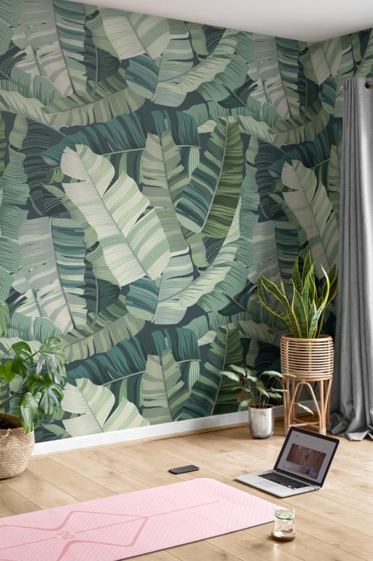 Hovia LE5013GR01W Camo Green - mural w tropikalne liście 3D
