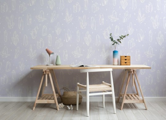 Hovia CO5002PU03W Reiki Lilac - mural w kryształy i gwiazdy