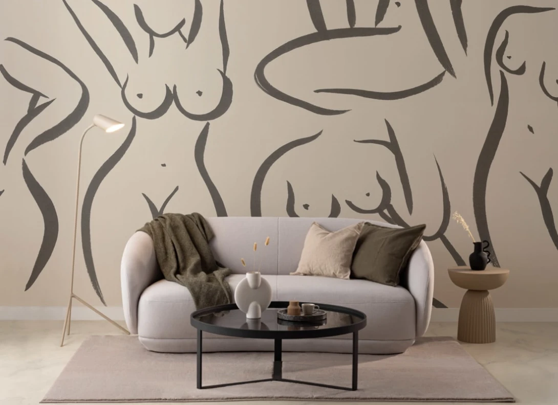 Hovia DE0005BW06W Nurture Cream - mural w kobiece sylwetki