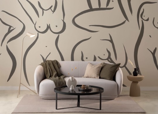 Hovia DE0005BW06W Nurture Cream - mural w kobiece sylwetki