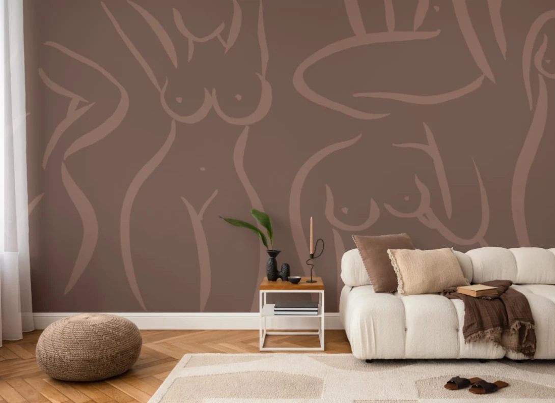 Hovia DE0006BR06W Nurture Brown - mural w kobiece sylwetki