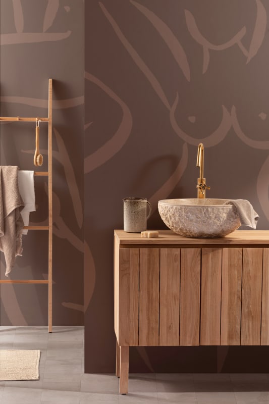 Hovia DE0006BR06W Nurture Brown - mural w kobiece sylwetki