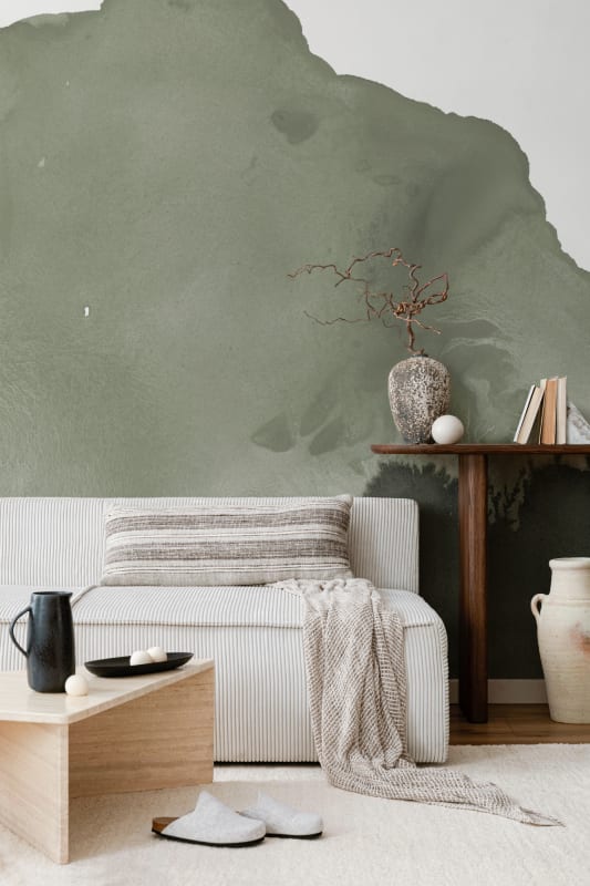 Hovia WA0002GR02W Pseudo Sage - mural w abstrakcyjny wzór akwarelowy