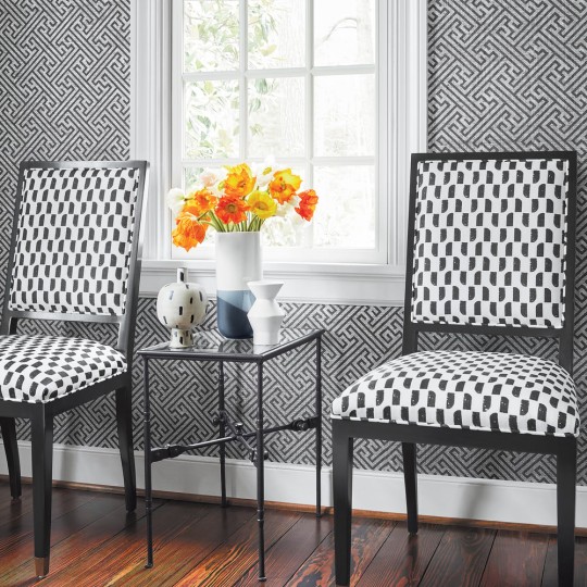 Anna French AT9838 Nara Charlotte Raffia Light Slate - tapeta z rafii w geometryczny wzór