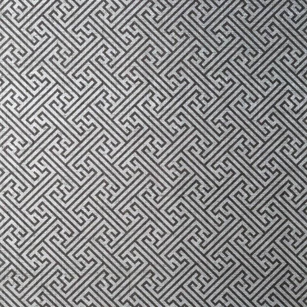 Anna French AT9842 Nara Charlotte Raffia Black and Metallic Silver - tapeta z rafii w geometryczny wzór