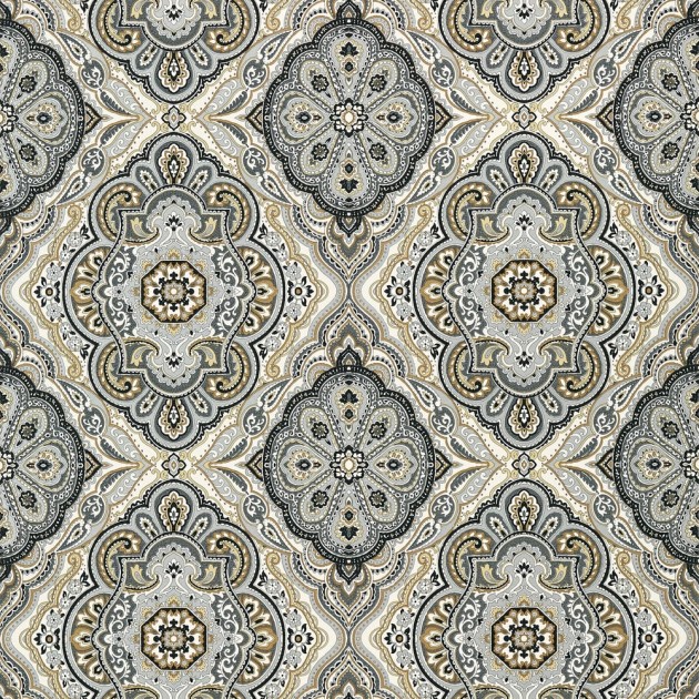 Anna French AT6145 Serenade Sterling Charcoal and Linen - tapeta w roślinne ornamenty