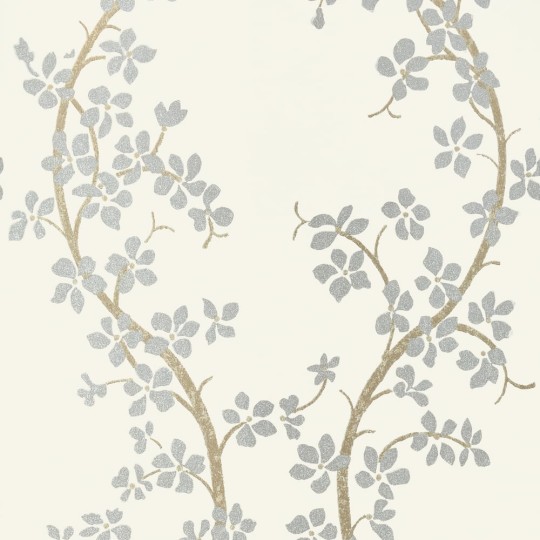 Anna French AT6153 Serenade St. Albans Grove Silver on Cream - tapeta w stylizowane gałązki i kwiaty