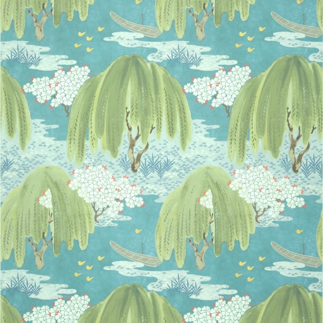 Anna French AT23109 Willow Tree Turquoise - tapeta w płaczące wierzby