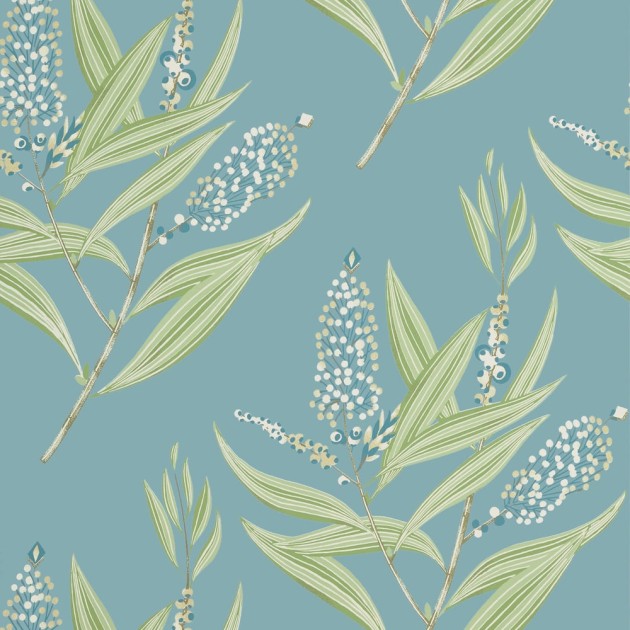Anna French AT23136 Willow Tree Winter Bud Teal - tapeta w stylizowane liście