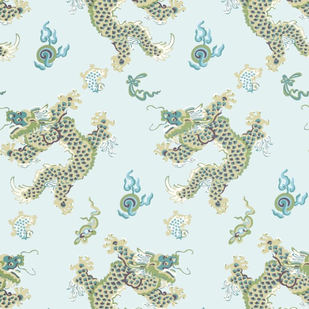 Anna French AT23180 Willow Tree Dragon Dance Spa Blue - tapeta w smoki