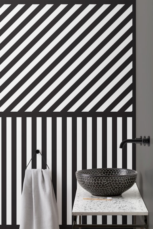 Hovia GE0038BW02W Diom - mural w czarno-białe pasy